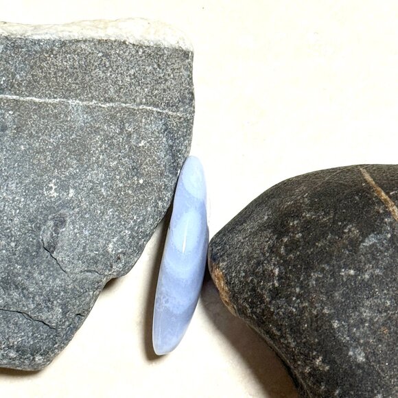 Blue Lace Agate Horse Eye Shape Cabochon - Picture 7 of 9